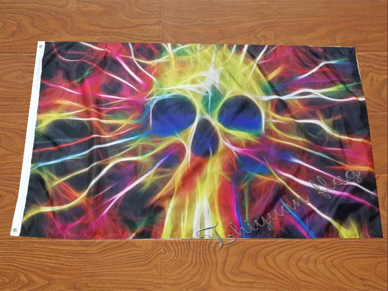 

skull colorful flag 3x5ft fabric decorate flag custom gift