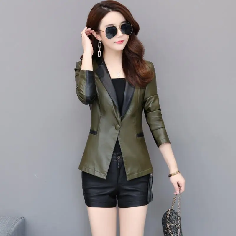 

Spring And Autumn Black Leather Jacket Women 2023 New Women Leather Clothing Short Slim Motorcycle Leather Coat Female Outerwear