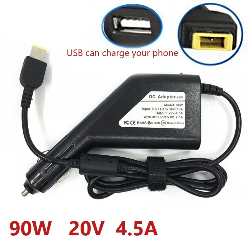 

Dc Laptop Car Charger 20V 4.5A 90W for Lenovo ThinkPad X240S E431 E531 G500 G505 T440 E431 E360 S3 Power Adapter