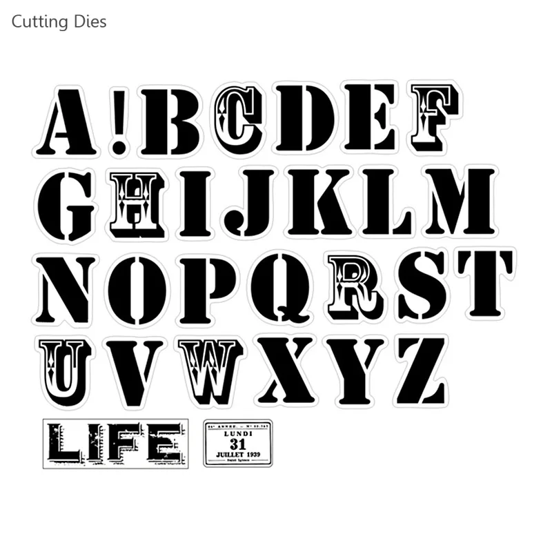 Самоклеящиеся бумажные наклейки с буквами алфавита черно белые для скрапбукинга