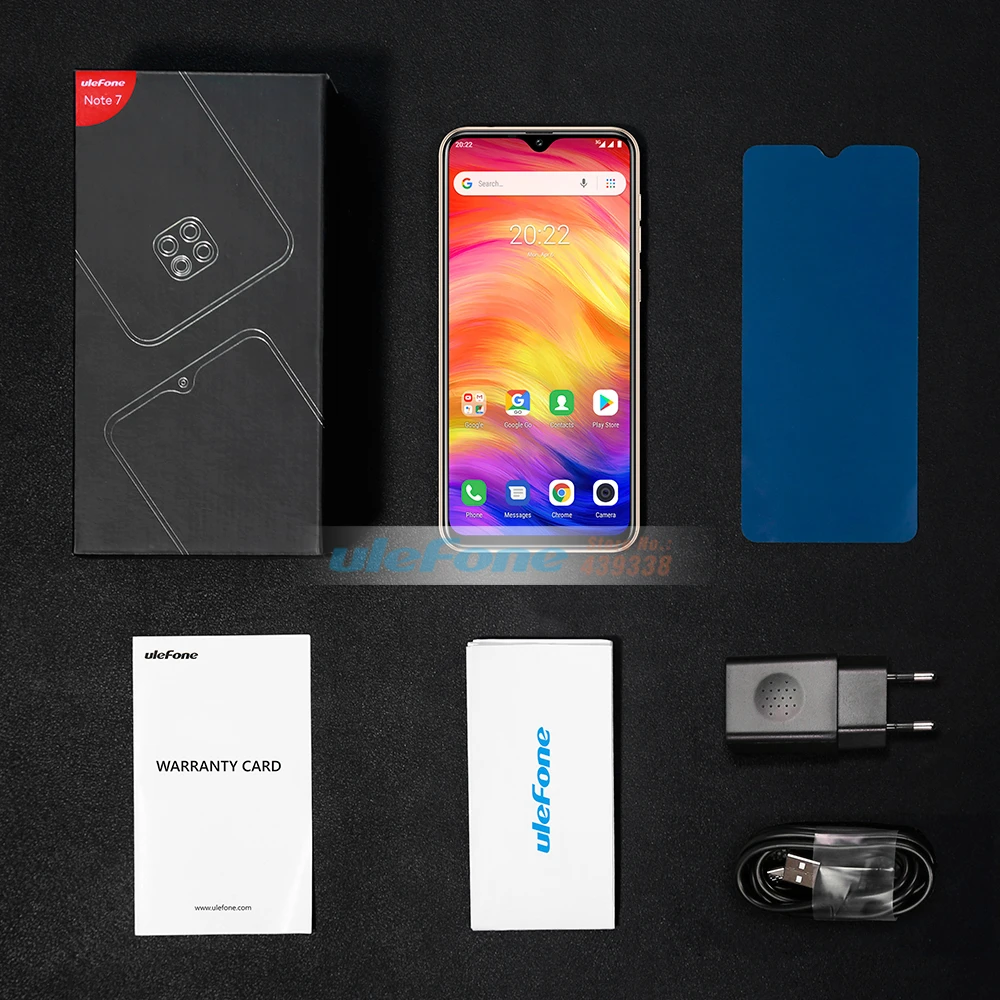 Смартфон Ulefone Note 7, 6,1 дюймов, экран в виде капли воды, 19:9, 1 Гб+ 16 ГБ, четырехъядерный процессор MT6580A, 3500 мАч, мобильный телефон Android GO