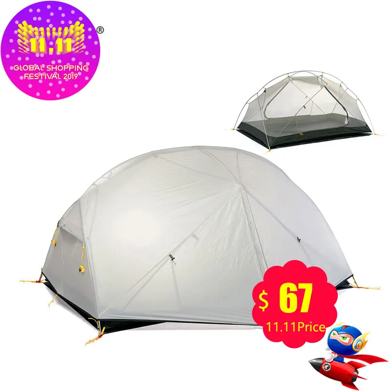 Naturehike 3 Season Mongar Camping Tent 20D Nylon Fabic Double Layer Waterproof Tent for 2 Persons NH17T007-M