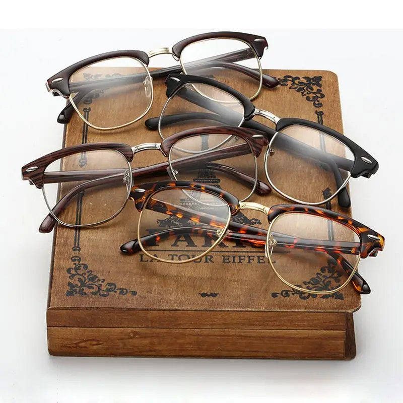 

Classic Retro Clear Lens Nerd Frames Glasses myopia Fashion brand designer Men Women Eyeglasses Optics Half frame Metal Eyewear