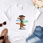 Летняя модная женская футболка такса kawaii, уличная футболка с рисунком собаки, топ с короткими рукавами в стиле Харадзюку для женщин