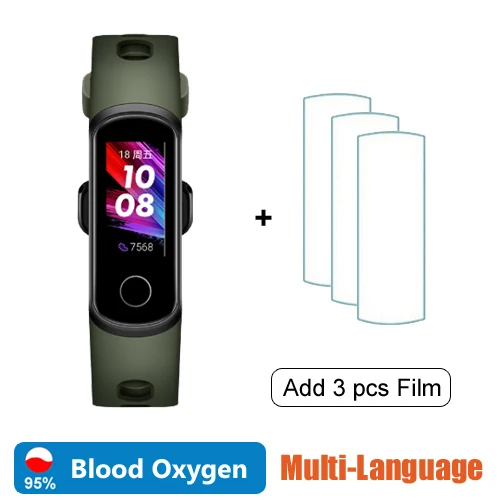 Navy add film Huawei Honor Band 5i, смарт-браслет с кислородом крови, Смарт-часы, контроль музыки, пульсометр, монитор здоровья, новые часы с циферблатом, usb-разъем, зарядка - Цвет: Navy add film