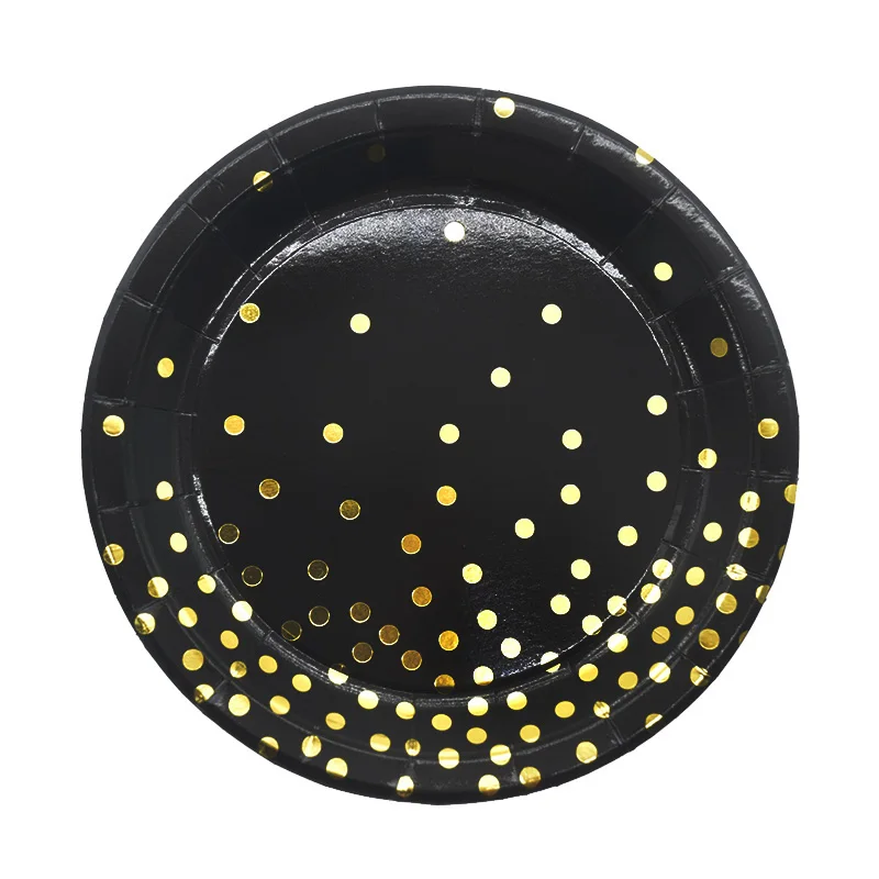 Набор одноразовой столовой посуды из черного золота салфеток чашек ножей ложек