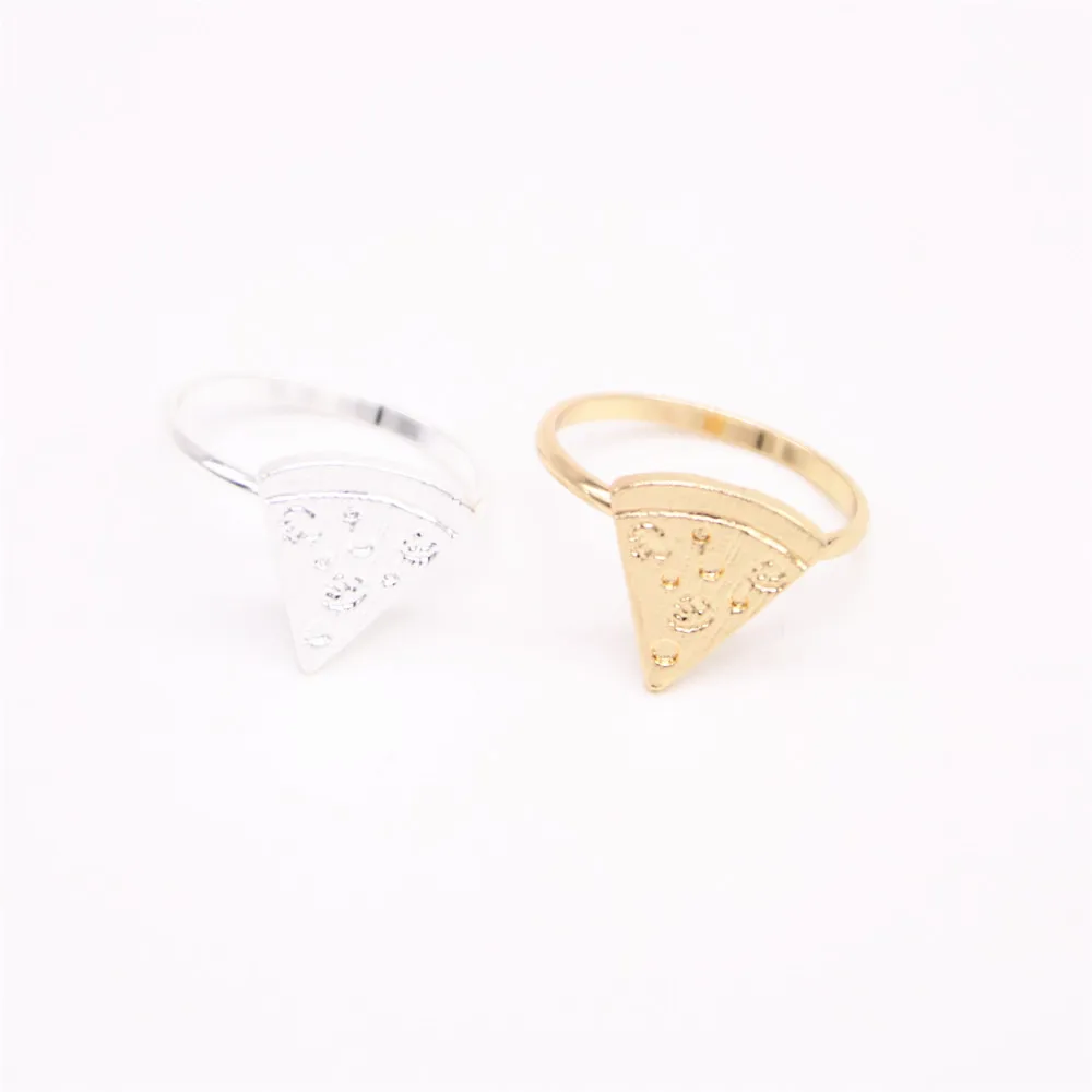 

Fashion New Multicolor Pizza Ring Hand-welded Copper Ring Design Food Shap Rings 30PCS/lot