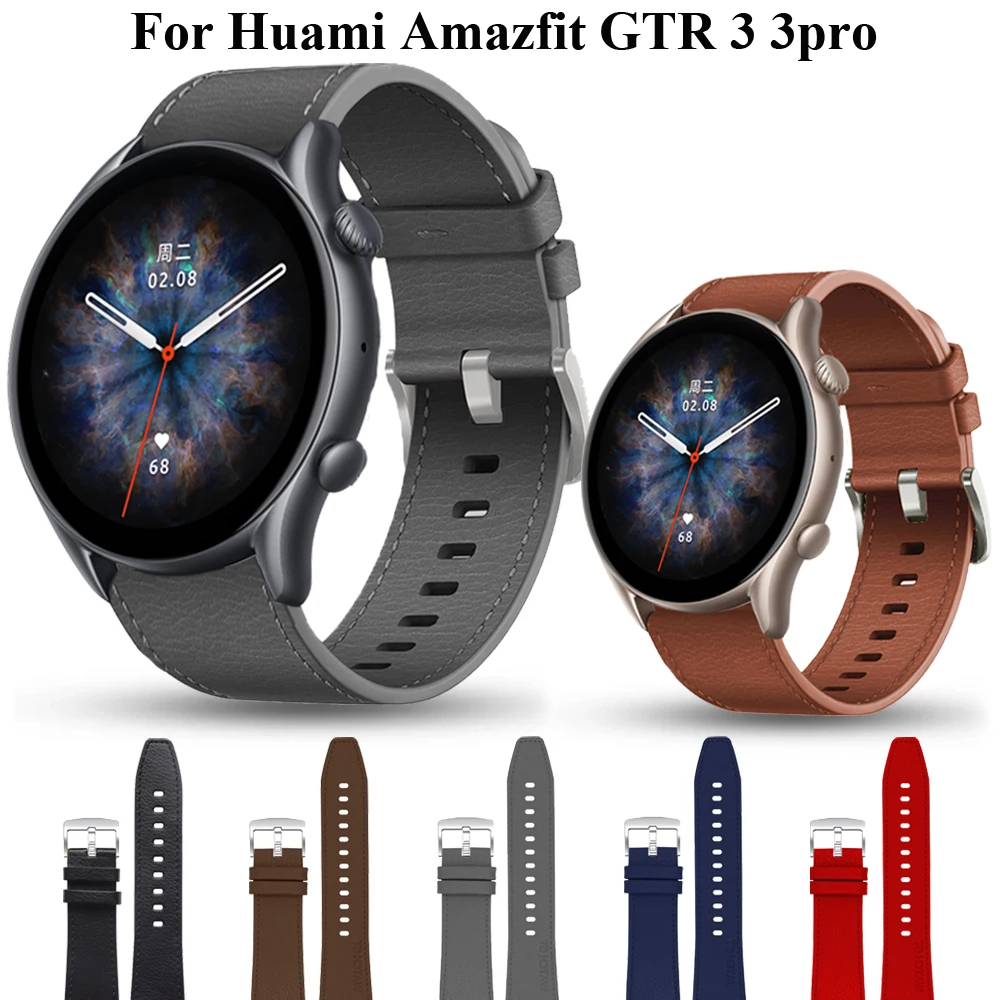 

22mm Leather Watch Band For Xiaomi Huami Amazfit GTR 3 3pro Watchband Wrist Belt Amazfit GTR 47mm 2 2E Stratos 3 Pace 2 2S Strap