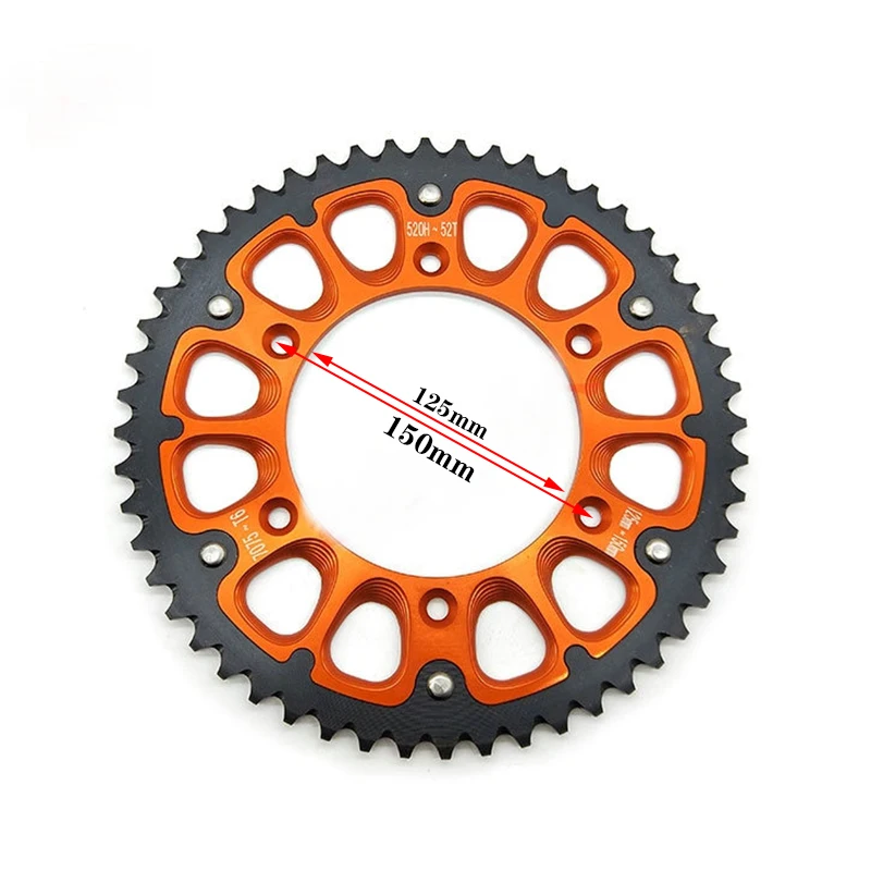 Цепная пластина для мотоцикла зубчатая 52 t подходит HJ250H KEWS K16 K18 KTM SX SXF EXC 125 200 250 2002