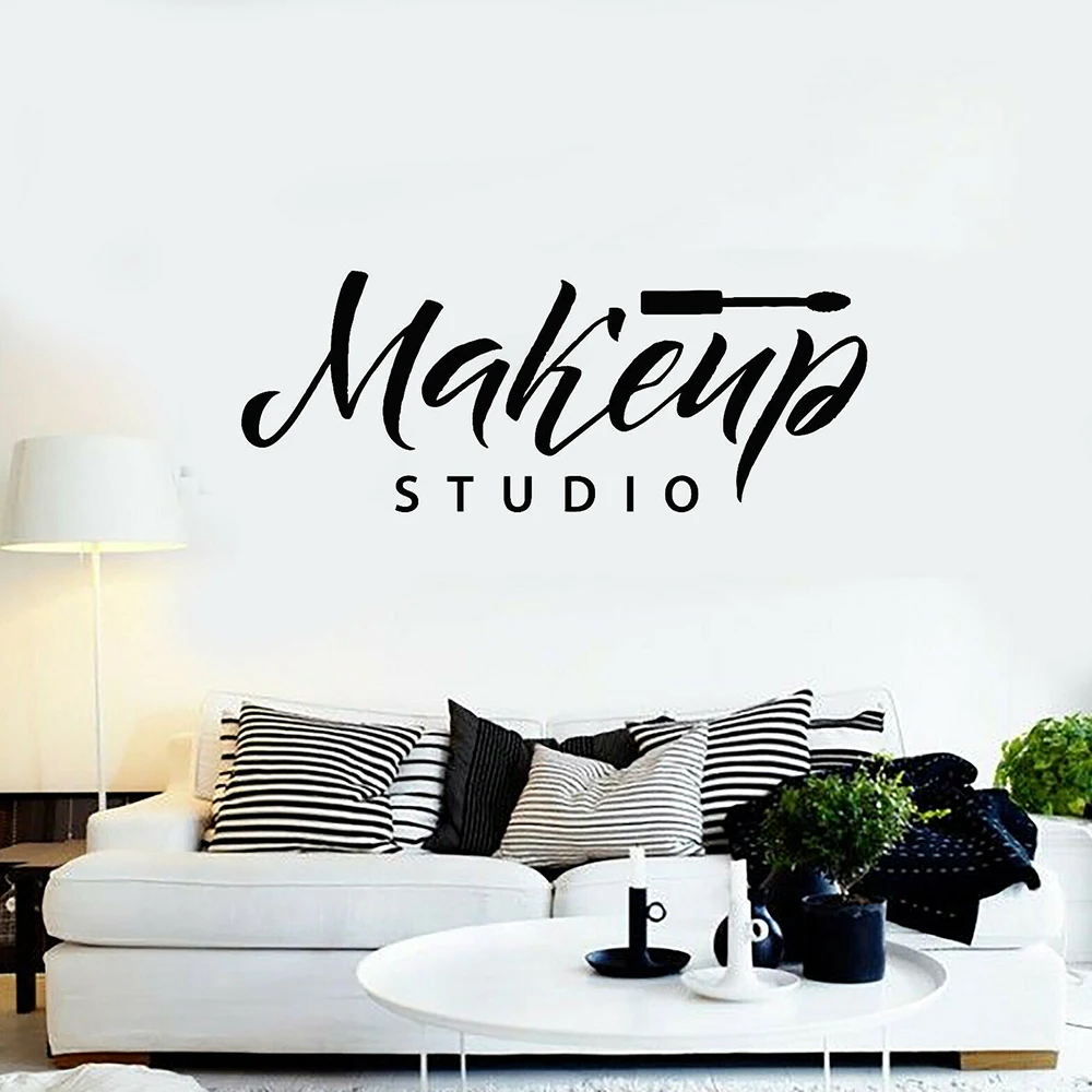 

Makeup Studio Wall Stickers Cosmetics Vinyl Wallpaper Removable Window Decoration For Girls Shop Sign Posters Wall Art Decals
