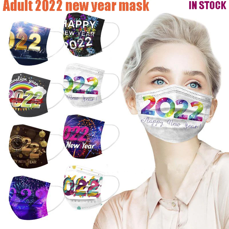 

Новогодняя маска 2022 50 шт. маски для взрослых Рождественская маска Мультяшные маски защитная маска для лица противовирусная маска маски с ко...