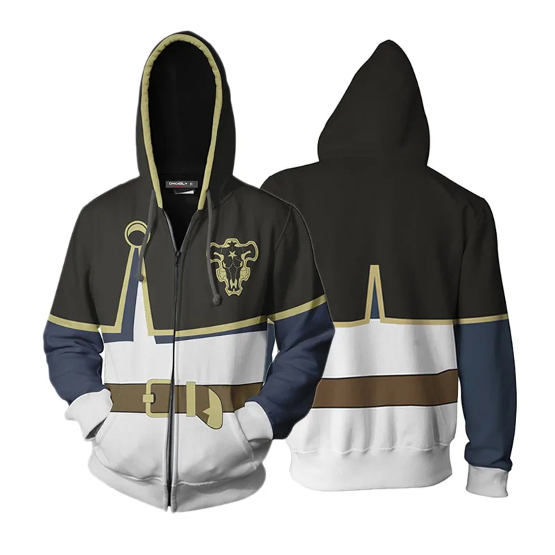 

Wholesale Black Clover Asta Yuno Hoodie Anime 3D Printed Cosplay Zipper Hooded Jacket Men's Casual Sweatshirt Zip Up Autumn Coat