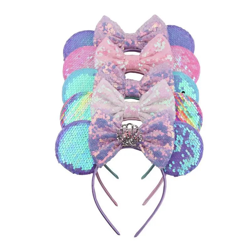 1 шт. новые модные уши Минни Маус повязка на голову для девочек банты волос