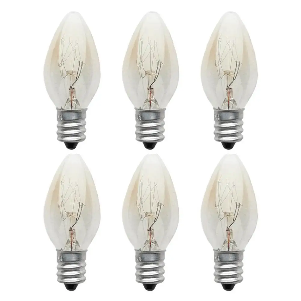 

6pcs C7 110-130V 15W E12 2700K Dimming Incandescent Mini Salt Light Bulb Night Light Copper-nickel-plated Lamp Cap US Standard