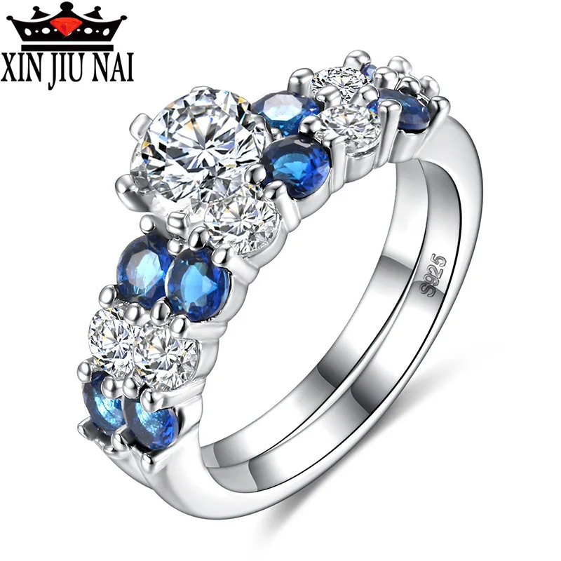 

Высококачественное роскошное женское кольцо с синим острым цирконием 2 шт./компл. обручальные кольца для женщин серьги женские кольца