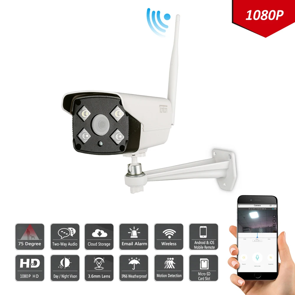 

IP-камера 1080P, Wi-Fi, Onvif, 2.0MP, HD, наружная, защищенная от атмосферных воздействий, инфракрасная, ночного видения