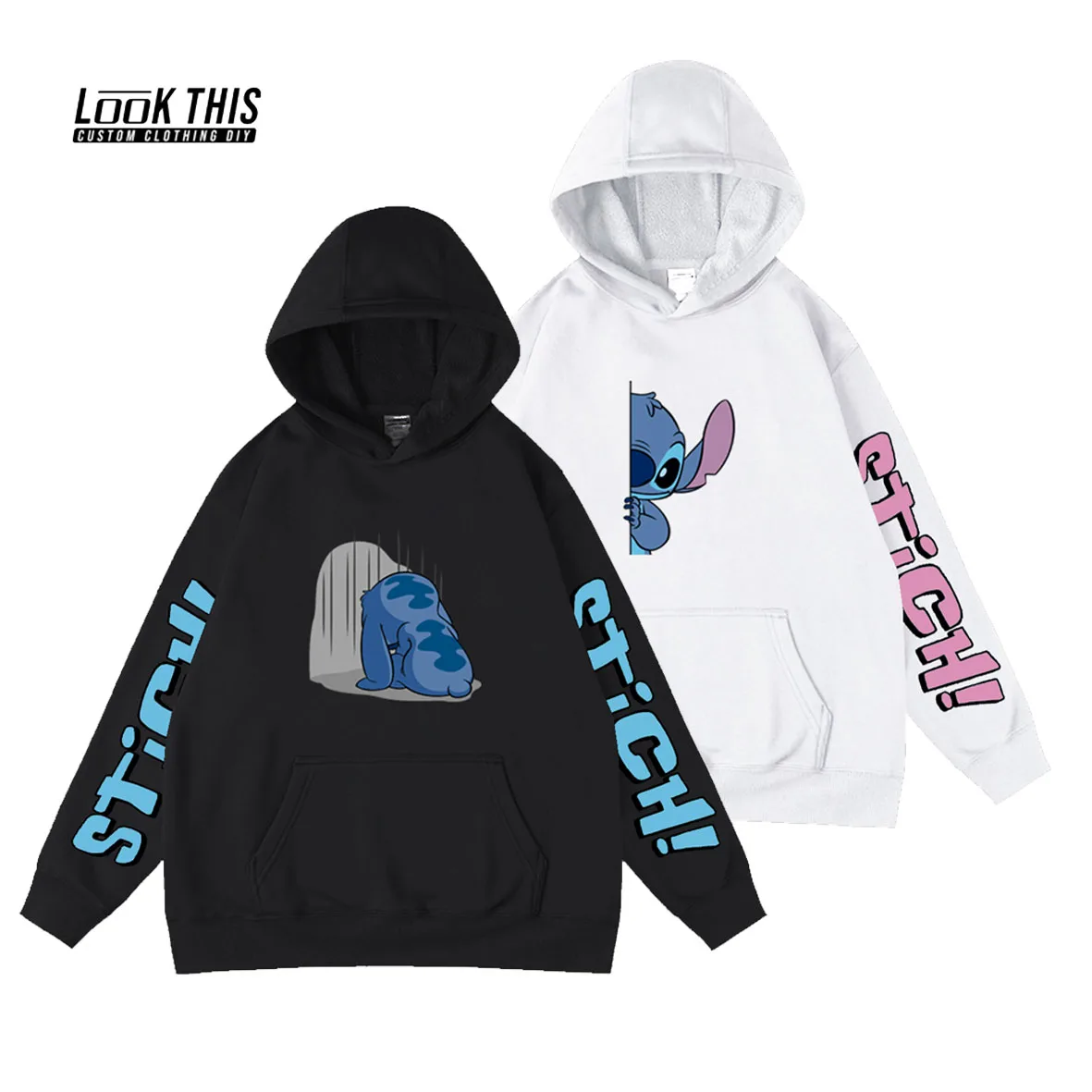

Stitch Cartoon Cuff Printing Hip Hop Hoodies Men Autumn Fashion Casual Sweatshirt Male Japanese Harajuku Streetwear Men Hoodie