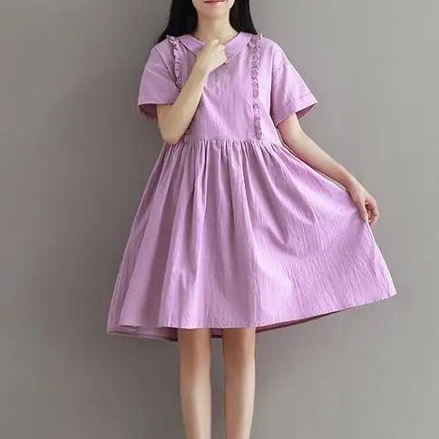 В японском стиле Mori Girl летнее милое женское платье воротник Питер Пэн фиолетовая