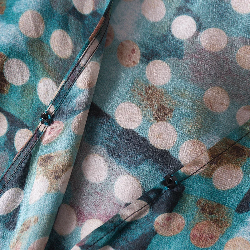 SuyaDream женское платье миди из 100% шелка в горошек с v образным вырезом и поясом