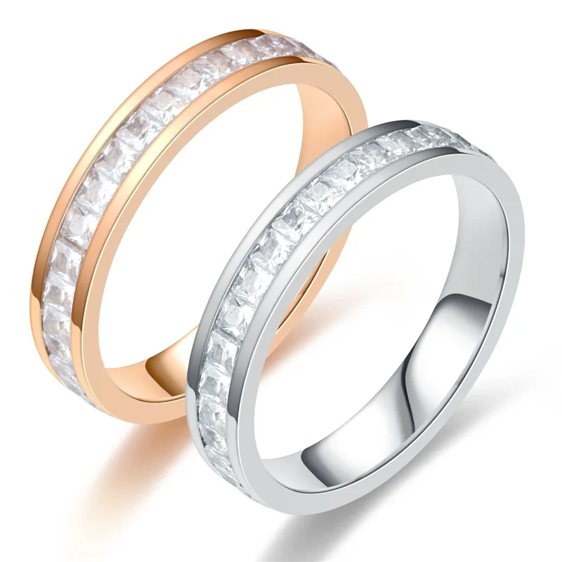 

Sinogaa Top Quality Concise Zircon Wedding Never Fade Jewelry Stainless Steel Material Rose Gold Steel Color Ring