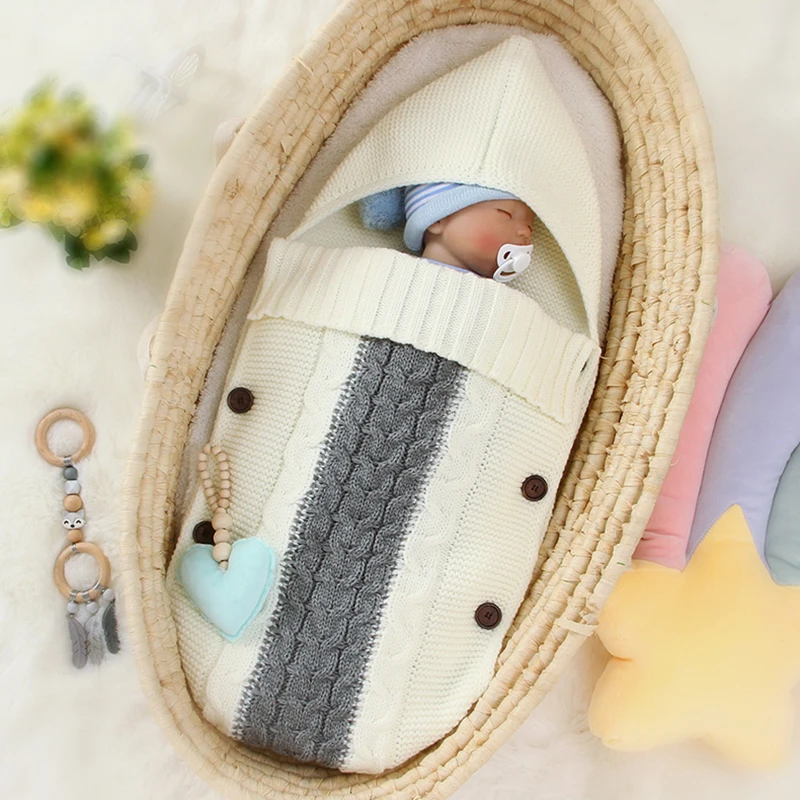 

2020 New Newborn Baby Boy Girl Knit Sleeping Bag Clothes Spring Autumn Winter Infant Baby Hold Blanket