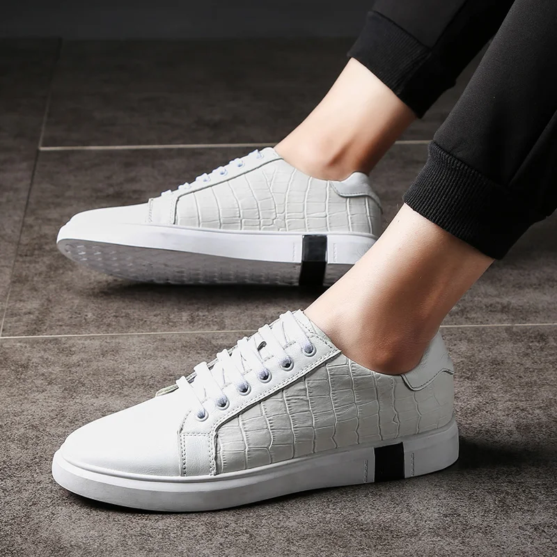 2019 autumn brand shoes for men sneakers Black&ampWhite Big Size 46 handmade Genuine soft leather Men flats | Обувь