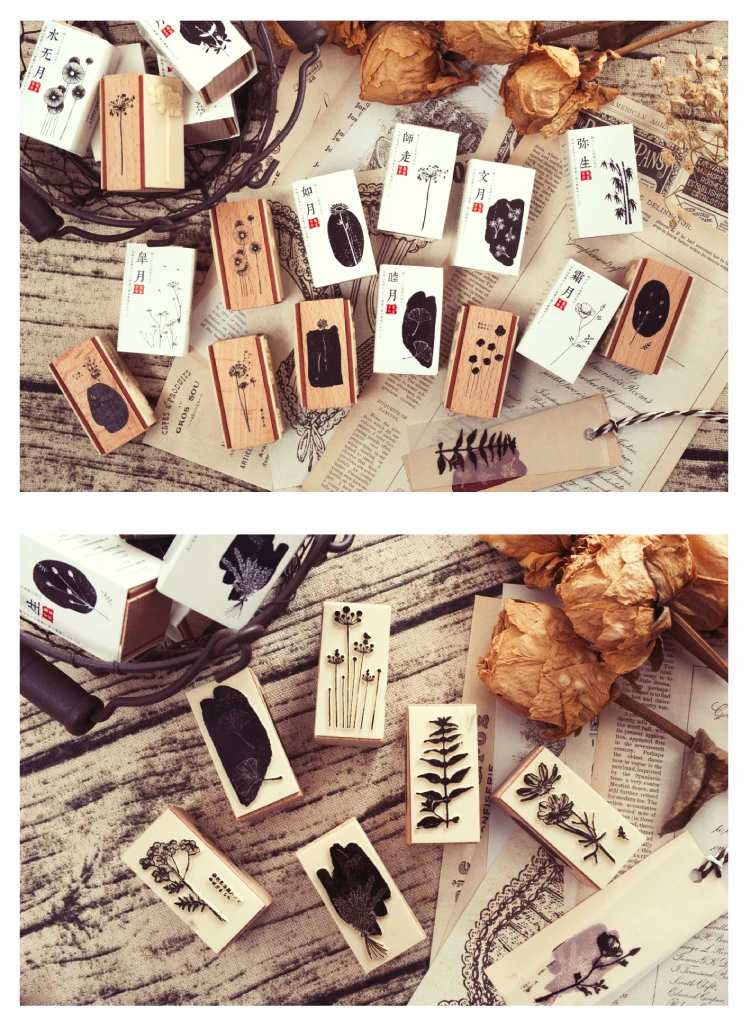Fragrant Grass Collection wood stamp Plants wooden rubber stamps for scrapbooking Handmade card diy stamp Photo Album Craft gift