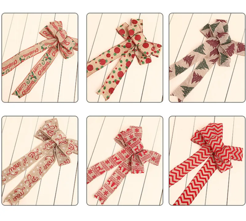 Новинка 200 см льняная Рождественская Подарочная коробка поставка вечерние лента