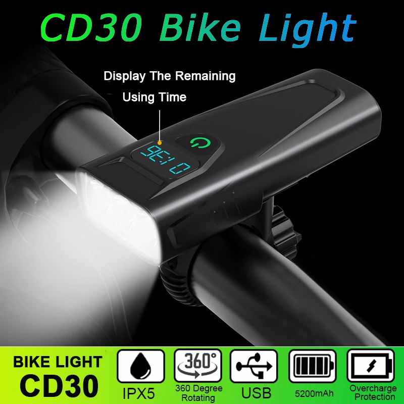 Фонарь JLETOLI велосипедный водонепроницаемый зарядка через USB вращение на 360