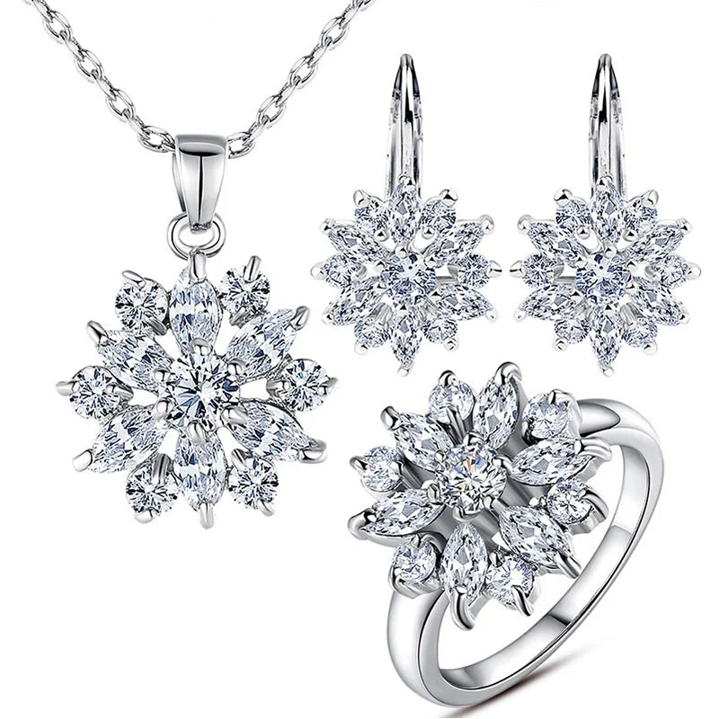 Bamoer 18 К розового золота Engamement Jewlery устанавливает для женщин с высокое качество многоцветный ааа циркон