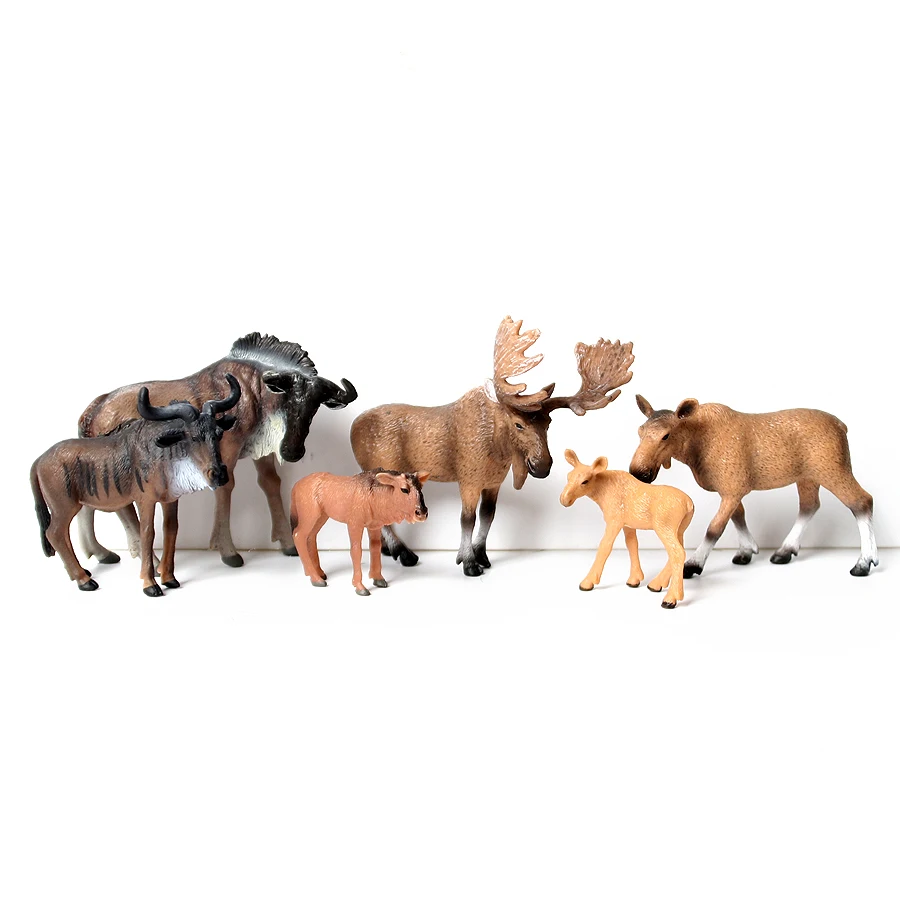 Реалистичная ручная роспись Wildebeest Ослик верблюд Moose Wild Life фигурка животного