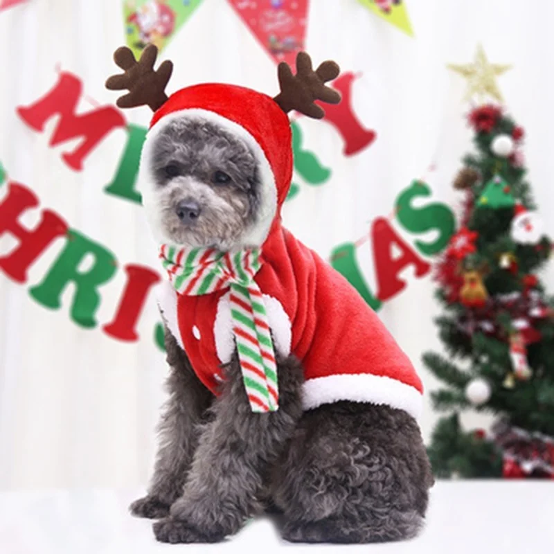 

Christmas Pet Clothes for Dogs Cats Costume Santa Claus Puppy Cat Clothes Winter Warm Dog Jacket Coats for Pet Hoodies Clothing