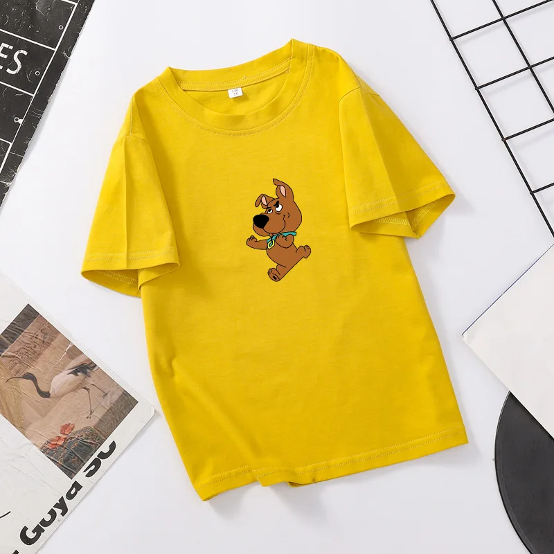 Однотонная футболка с мультяшным принтом щенка детские топы для мальчиков и