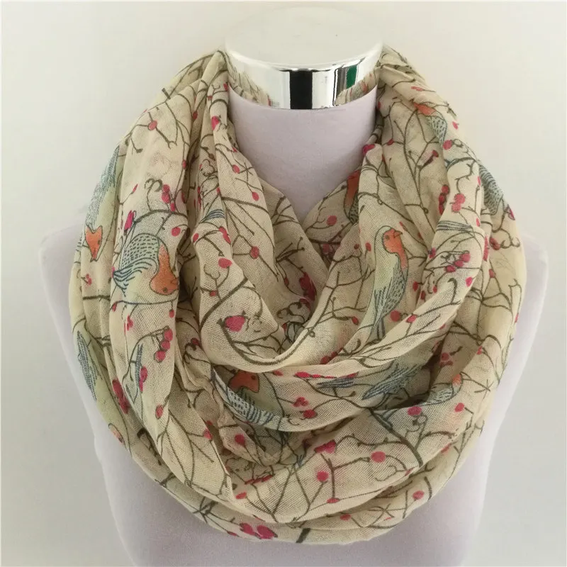 Новая мода шарф хомут для женщин мягкий длинный с принтом Птица бесконечность