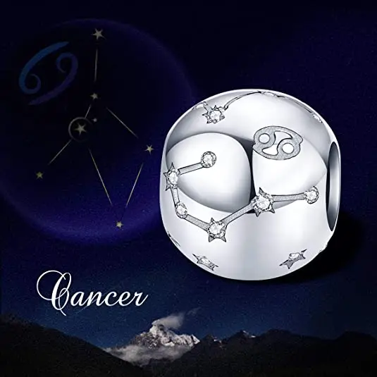 Подлинные Подвески 925 пробы Серебряные 12 созвездий зодиака круглые бусины