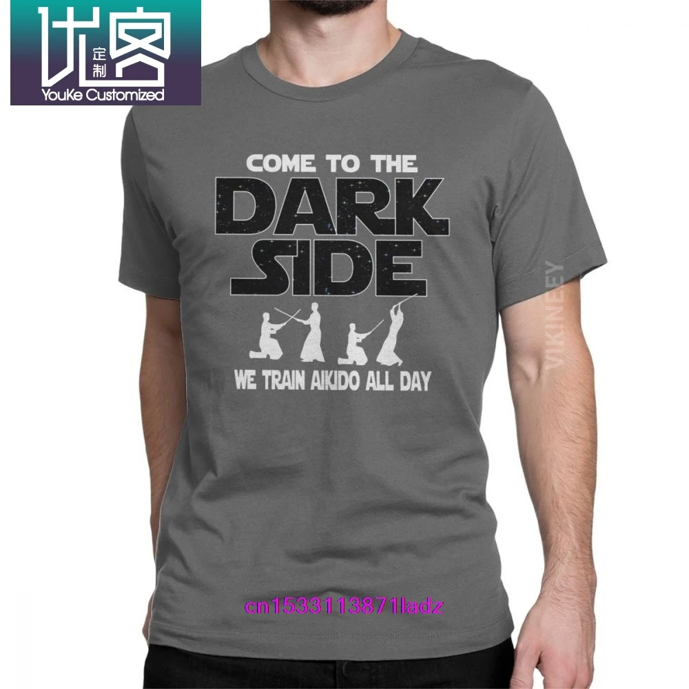 Aikido Lover T Shirt for Men Come To The Dark Side Fun O-Neck Short Sleeve Clothes 100% Cotton Tees Humor Plus Size T-Shirt | Мужская
