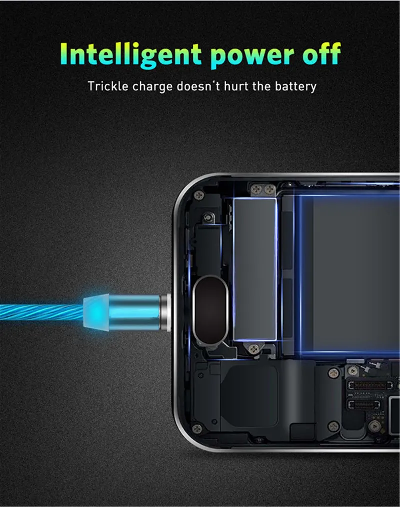Быстрая зарядка Магнитный кабель Micro USB C кабель светодиодный Зарядка для iphone samsung note 4 5 2 8 9 10 plus j4 j2 a2 core C5 C7 C9 A20E