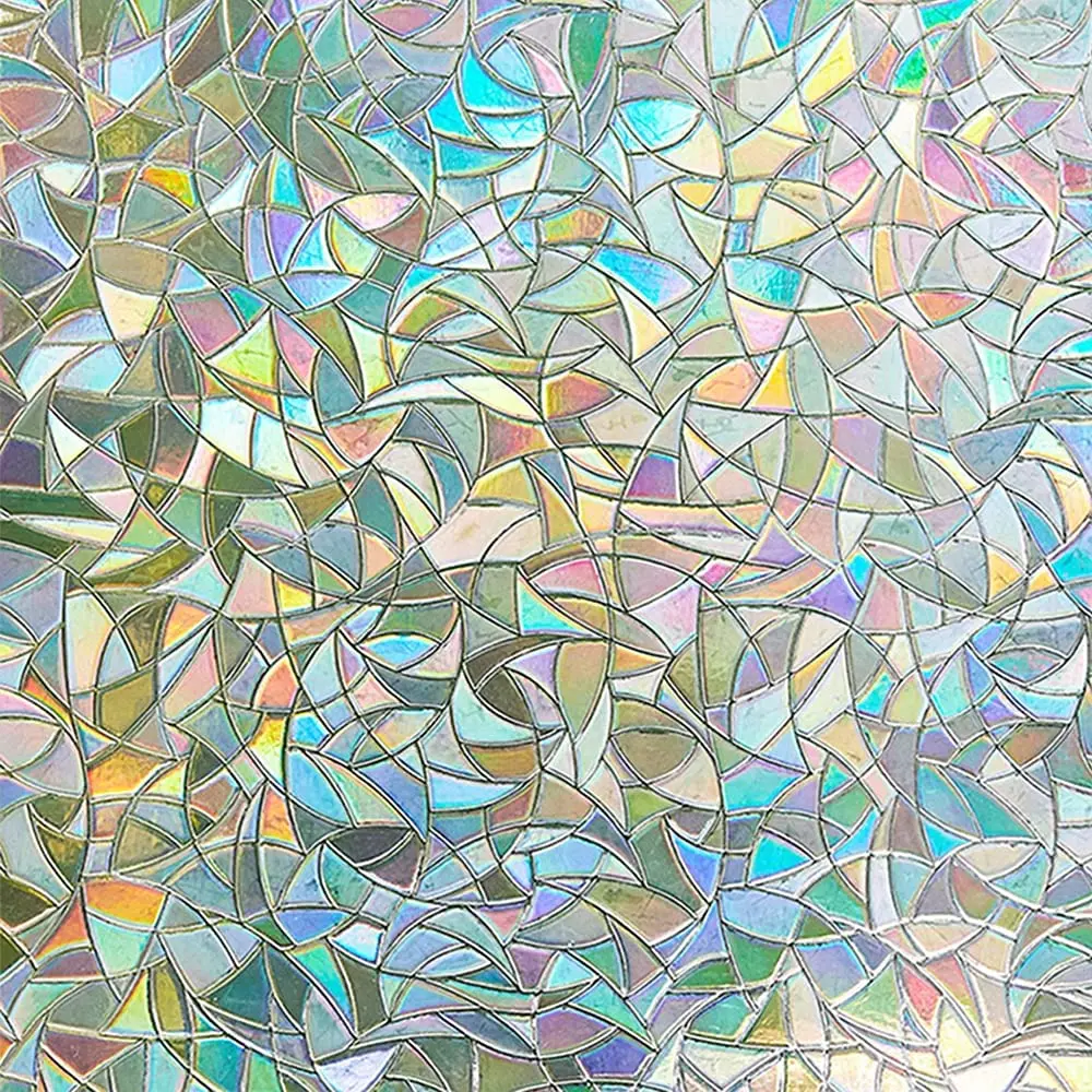 

Static Cling Window Privacy Film Stained Glass Window Decals Rainbow Covering Film Privacy w Prism Film Half Moon Anti-UV