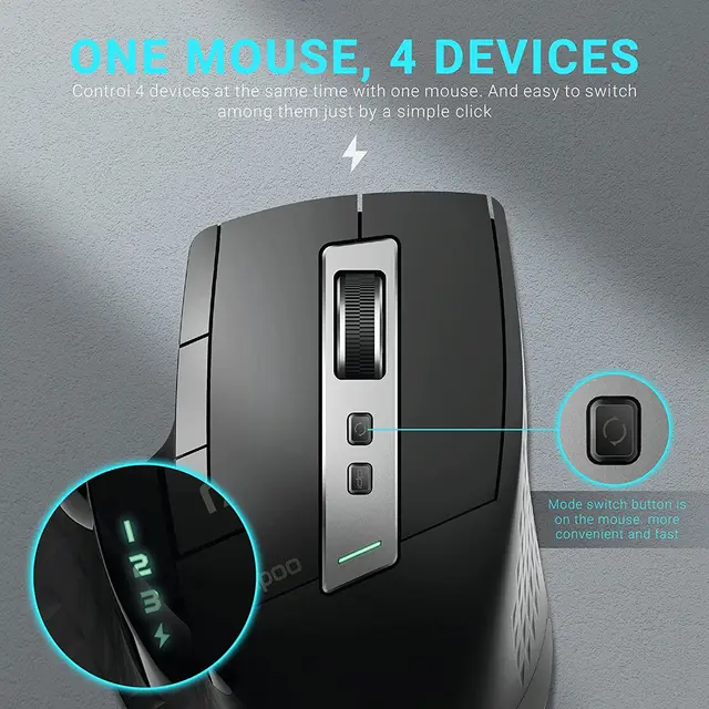 Rapoo MT750S Rechargeable Multi-mode Wireless Mouse 3200 DPI Easy-Switch Up to 4 Device Bluetooth Mouse Mice for Computer Laptop 2