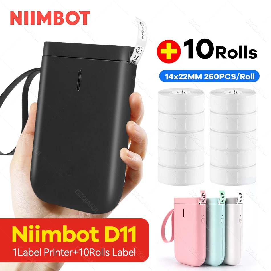 

Niimbot D11 Label Printer Mini Sticker Printing Label Maker Machin with 5 10 Roll White Paper Official Phone Price Tag Printer
