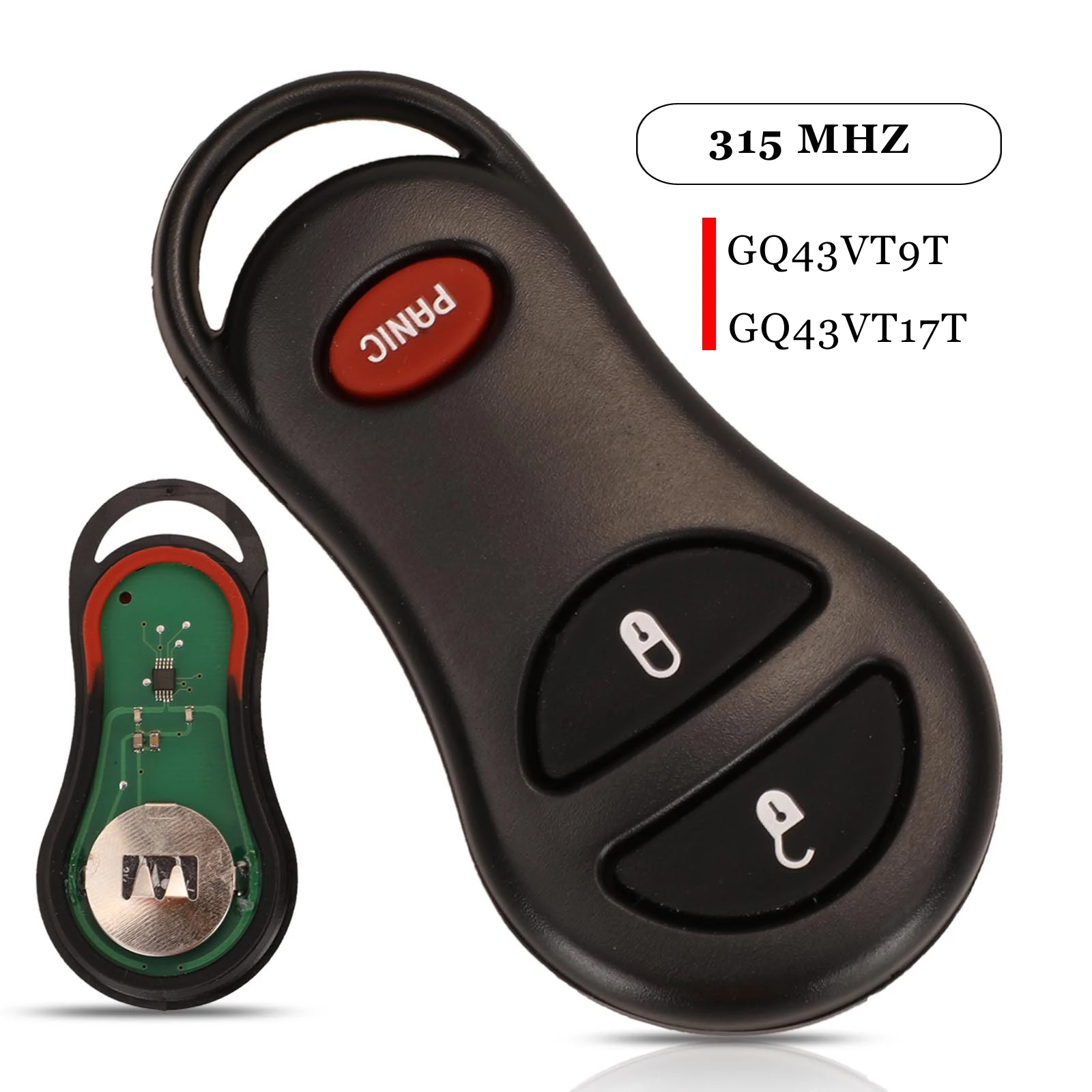 

Пульт дистанционного управления jingyuqin, 3 кнопки, 315 МГц, 10 шт., для Dodge Jeep fit Chrysler conверсии 300M 2001-2004 GQ43VT17T GQ43VT9T