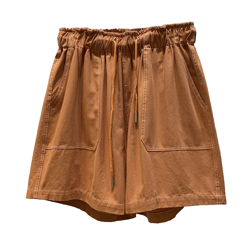 

Summer Bright Line Design Lace-up Elastic High Waist Casual Pants Women's Loose Wide Leg Pants Shorts Fashion