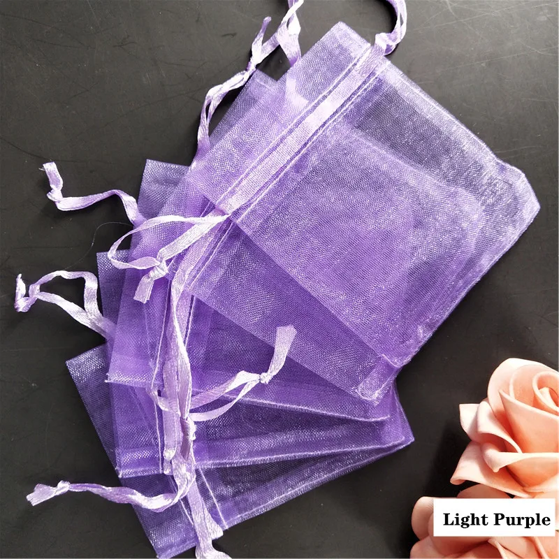 light purple Лидер продаж 7x9 см/50 шт./пакет Палочки 19 Цвета для упаковки ювелирных изделий, покетики из органзы, подарочные пакеты и мешки, ювелирные изделия, упаковочные сумки 7ZSH312 - Цвет: light purple