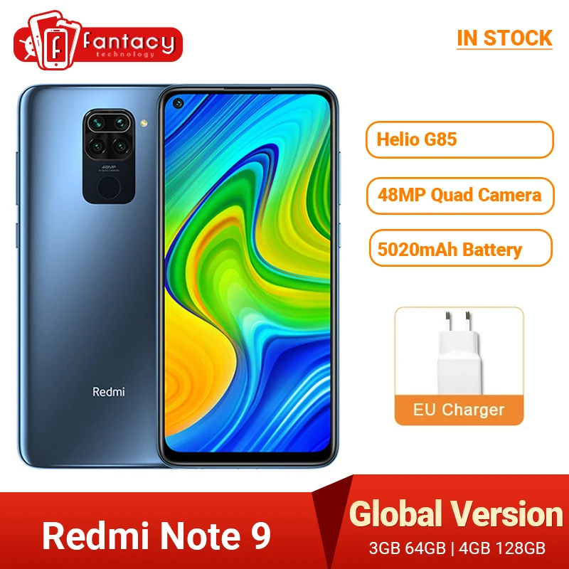 Глобальная версия Xiaomi Redmi Note 9 3 Гб оперативной памяти 64 ГБ Helio G85 48MP AI Quad камера