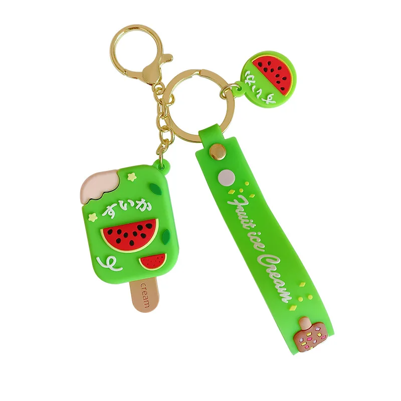 

Girl heart ice cream pendant ins kawaii ice cream silicone car keychain mobile phone bag ornaments