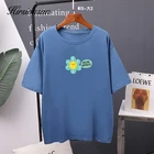 Женская футболка с круглым вырезом Hirsionsan, цветочный принт, Kawaii Sweet, Корейская хлопковая Мягкая Повседневная футболка для девочек, 2020