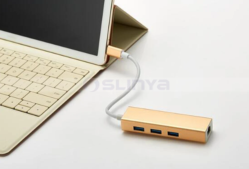 USB 3,1 USB-C Тип C 10/100 Мбит/с Gigabit Ethernet Rj45 сетевой адаптер с 3 портами(стандарт 3,0 сетевая карта для MacBook