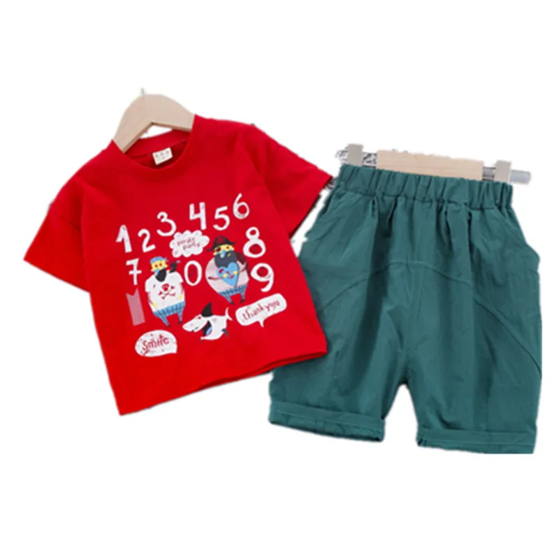 

Summer Kids Sets Boy Girl Clothes Sets Cartoon Print Tops + Shorts 2 Pcs Suits Toddler Kids Clothes Kid Cotton Comfortable Sets