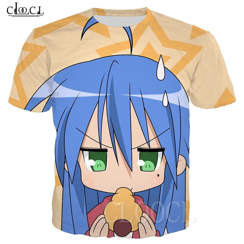 Футболка Lucky Star для мужчин и женщин Otaku аниме милый Loli 3D принт футболка с коротким