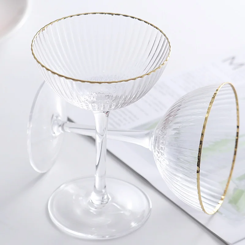 

2021 Striped Ice Cream Cup Glass Creative Goblet Wine Glasses Mug Bar Tools Internet Popular Milkshake